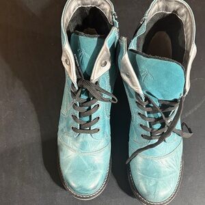 Teal Lace-Up Boots